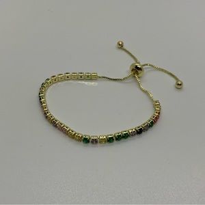 14k Gold Plated Rainbow Tennis Bracelet 3mm Men’s Women’s Premium